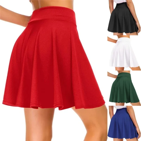 Women's Basic Versatile Stretchy Flared Casual Mini Skater Skirt Red Black Green Blue Short Skirt 3XL 1