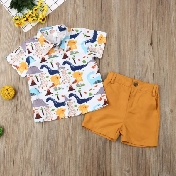 2024 Baby Summer Clothing Toddler Kids Baby Boys Tops T-shirt Colorful Dinosaur Shorts Bottoms 2Pcs Outfits Clothes 1-6T 5