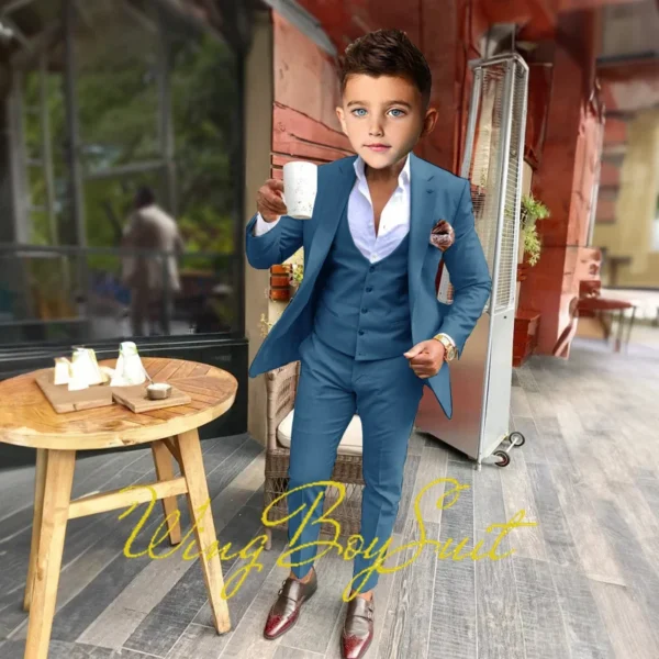 Cream Boys Suit Pants Vest Three Piece Kids Wedding Tuxedo Formal Party Holiday Clothes Custom Child 2