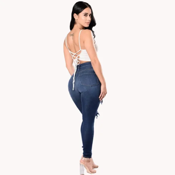 2023 Autumn High Waist Ripped Jeans For Women Fashion Stretch Skinny Denim Pencil Pants Casual Slim Trousers S-3XL 3