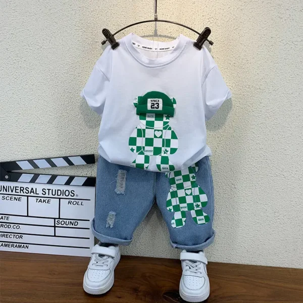 New Selling Summer Baby Boys Clothing Sets Tops bear T-shirt +Short Pants 2 Pieces Set Kids Boys Age 4 5 6 7 8 9 10 12Years 4