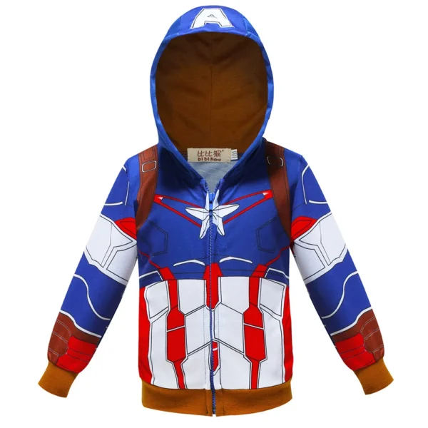 Spring Autumn Boys Coats Marvel Avengers Iron Man Spiderman Hooded Boy Jacket Children Warm Outerwear Kids Clothes 2