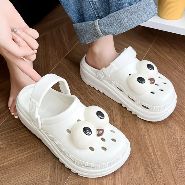 QYCKABY Summer Hole Shoes Women Baotou Outdoor Sole Beach Slides Home Outdoor Wear Comfortable Soft Sole Non-slip Garden Sandals 5