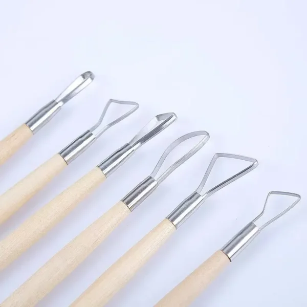 6PCS Wood Handle Art DIY modeling Clay cutters for polymer clay Tools kit Wax pottery and ceramic supplies clay sculpting tools 5