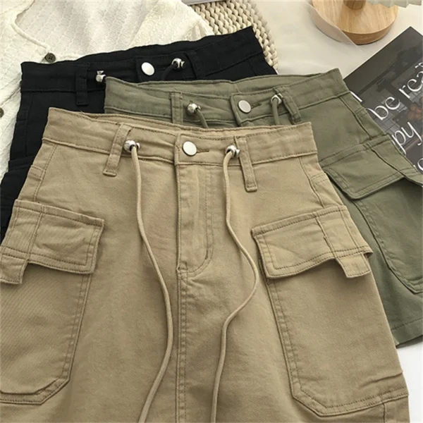 Plus Size Pockets Lace-Up Vintage Denim Skirt Summer Loose Casual Solid Mini Skirts Spring Korean Fashion Faldas Women Clothes 2