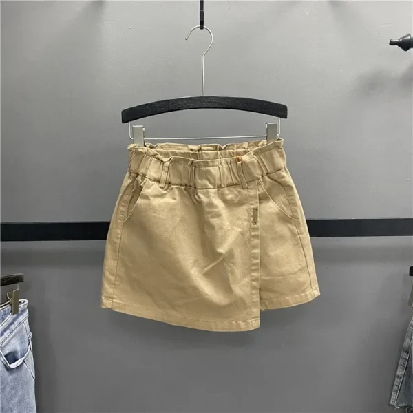 Women Slim A-line Wrapped Buttocks A-half European Chubby Oversized New Versatile Elastic High Waisted Denim Short Skirt Pants 2