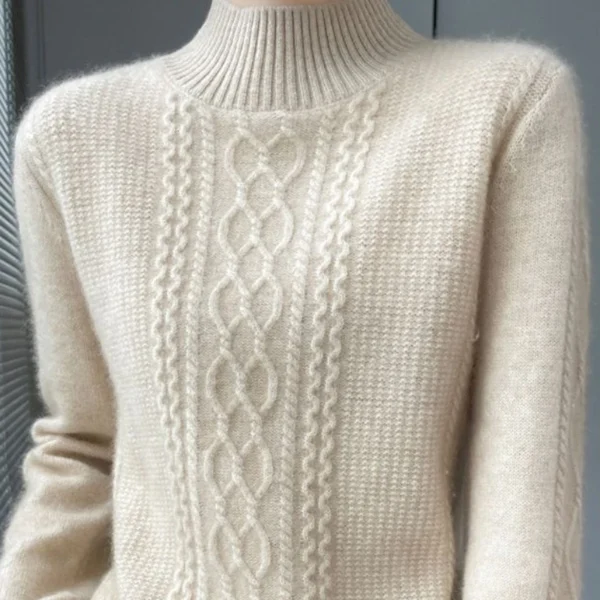 2023 Autumn and Winter New Women Sweater Warm Cashmere Sweater Loose Large Size Top Half Turtleneck Knitted Bottoming Shirt 2