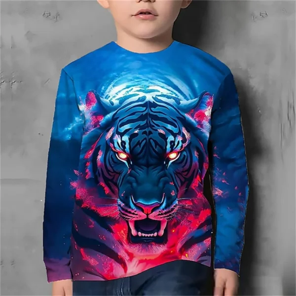 Boys' Autumn Clothes Children 2023 Autumn Kids 3d Animals Print Korean Long Sleeve T-Shirt Boy Girls T-Shirt 10 Years Tee Shirts 1