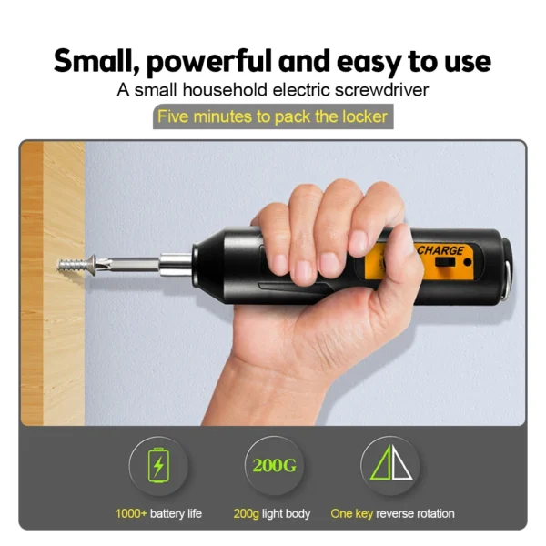 New Cordless Electric Screwdriver Impact Drill USB Rechargeable Mini Screwdriver Electric Drill Professional Repair Power Tools 2