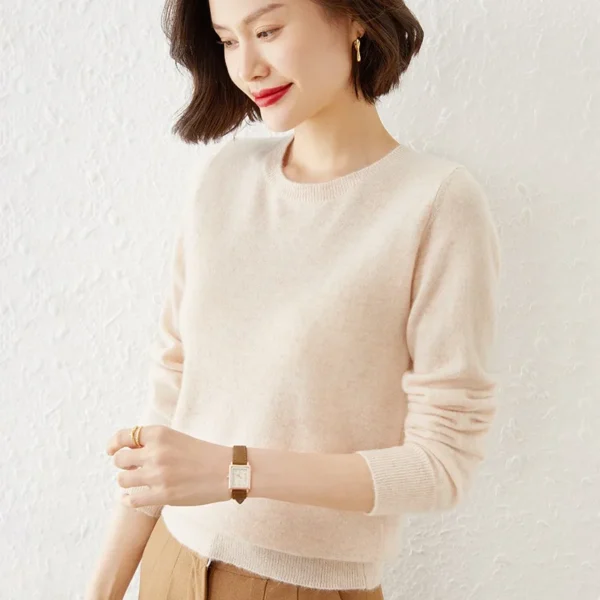 High Quality Pure Colors Spring Autumn Winter European Style Women Fashion Pullovers Knitted Cashmere Wool Sweater Lady Big Size 6