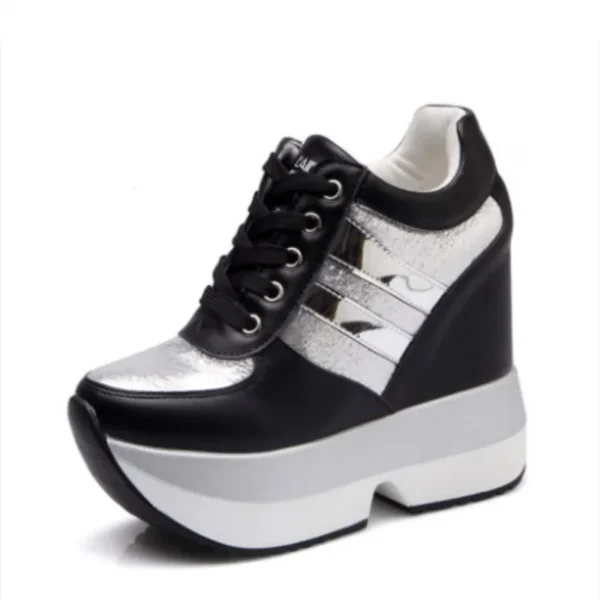 2022 Autumn Women High Platform Shoes Height Increasing Casual Shoes 12 CM Thick Sole Trainers Breathable Shoes Women Sneakers 2