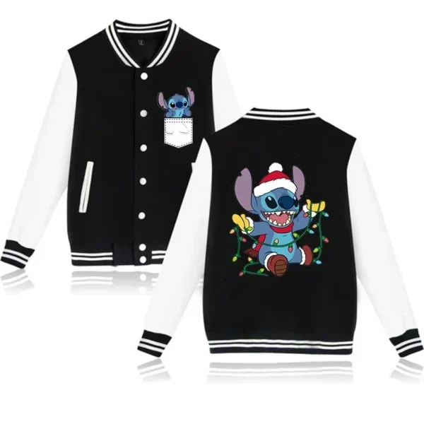 Gothic Y2k Disney Hoodie Lilo Stitch Baseball Jacket Women Sweatshirt Christmas kawaii Jackets Streetwear Loose College Coats 6