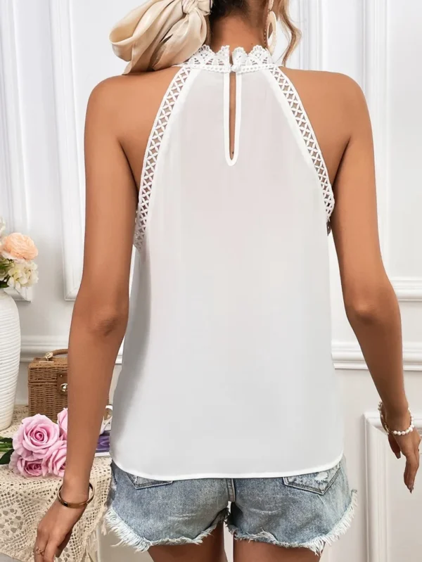 Elegant Sleeveless Women's Shirt 2024 Summer Fashion Hollow Lace Style Tank Top For Women Tops Bloues Camisas De Mulher AXR297 6