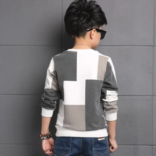 New Autumn T shirt for Boy Children Clothing Plaid Casual Teenager Long Sleeve Tops Kids Tees Clothes 5 6 8 10 12 13 14 Years 2