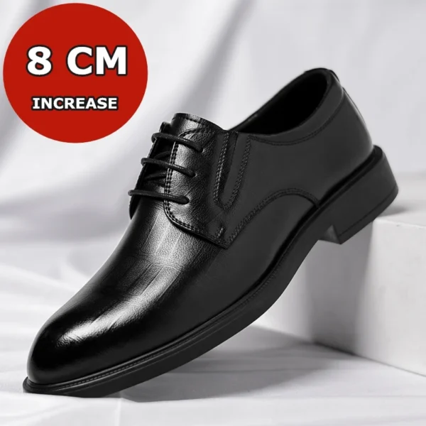 3/6/8 CM Elevator Shoes Men Dress Shoes Black Soft Leather Men Heighten Formal Shoes Casual Business Men Oxfords Suit Shoes 1