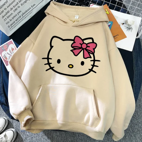 New in Sweet Harajuku Hoodies Hello Kitty Hip Hop  Hoodie Sanrio Sweatshirt Clothes Tops Sweatshirt Clothing High Street 2