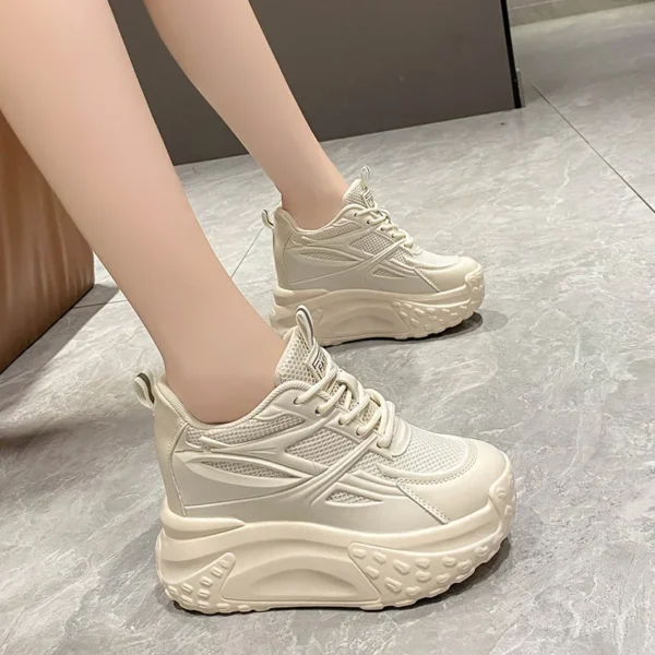 Hollow High Heels 10cm Sneakers Chunky Casual Autumn Spring Platform Wedge High Fashion Breathable Women Summer Shoes 2