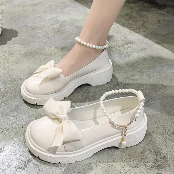 Women Thick Platform Mary Janes Lolita Shoes Party Pumps Summer New Sandals Bow Chain Mujer Shoes Fashion Oxford Zapatos 1