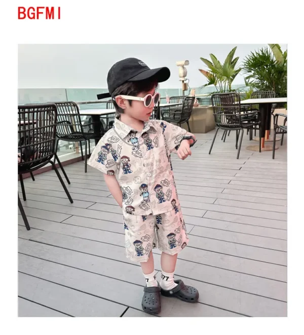 Summer Kids Clothes Boy Cotton Beer Pattern Blouse Shirt + Short 2pcs Set Outfits Boy Party Birthday Handsome Clothing 2-10 Yrs 4