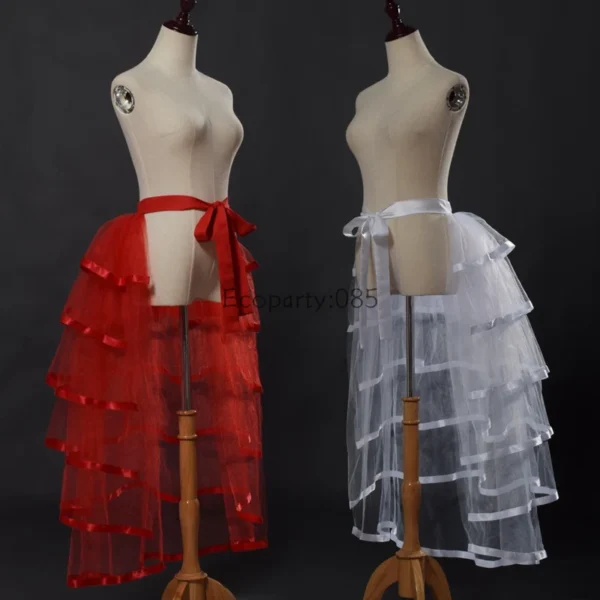 Women Punk Puffy Ruffle Tutu Bustle Skirts Sexy Steampunk Cocktail Party Tie-on Overskirt Gothic Tulle Skirt for Female 3