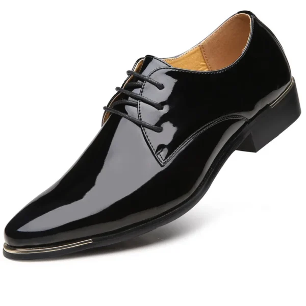 2022 Brand Newly Men's Quality Patent Leather Shoes Men Wedding Shoes Size 38-48 Black White Soft Man Dress Leather Casual Shoes 2