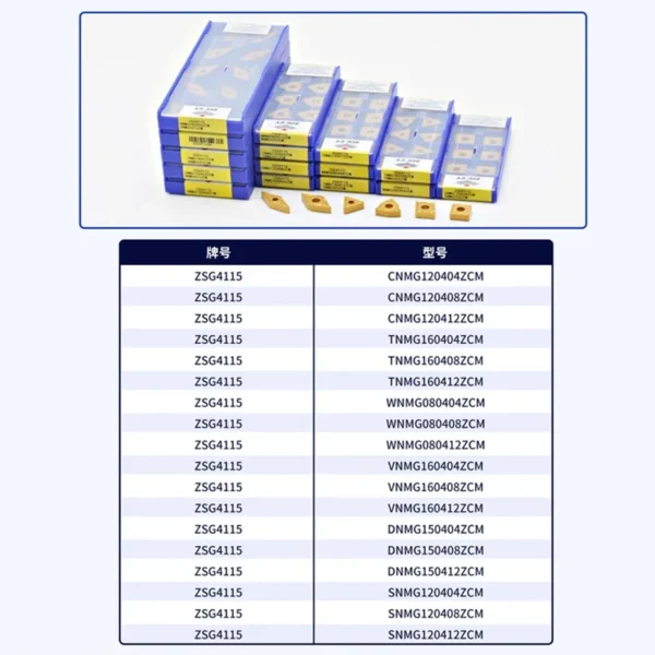 VNMG160404 VNMG160408 VNMG160412 ZCM ZSG4115 Carbide Inserts VNMG External Turning Tool Excellent Chip Removal CNC Lathe Tools 6