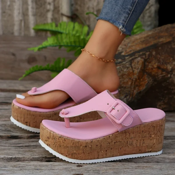 Women's Slippers Summer Flip Flops Female Wedge Platform Sandals Ladies Non-slip Thick Bottom Casual Black Pink Large Size Shoes 2