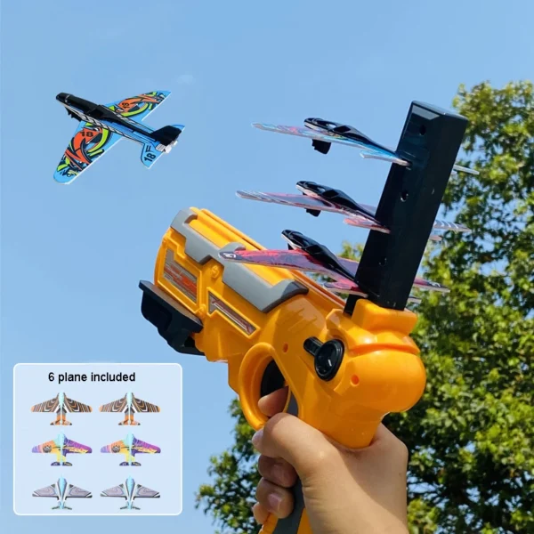 HOT！Airplane Launcher Bubble Catapult With 6 Small Plane Toy Funny Airplane Toys for Kids plane Catapult Gun Shooting Game Gift 1