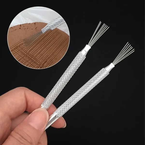 7 Pin Feather Wire Texture Ceramics Tools Polymer Clay Sculpting Modeling Tool DIY Pottery Brush Pottery Tools Cake Accessories 1