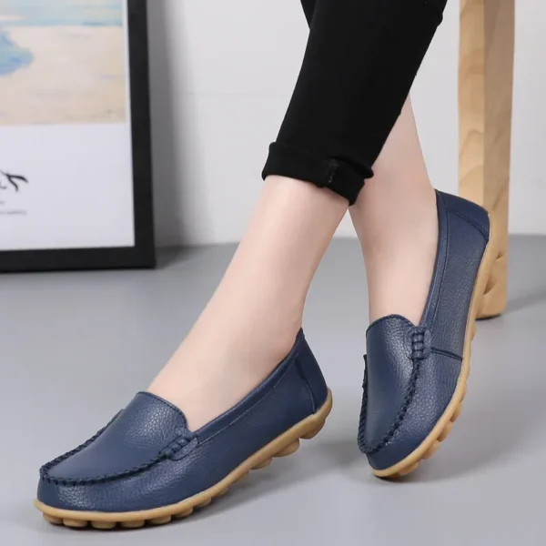 Genuine Leather Shoes Woman Soft Boat shoes for Women Flats shoes Big size 35-44 Ladies Loafers Non-Slip Sturdy Sole 5