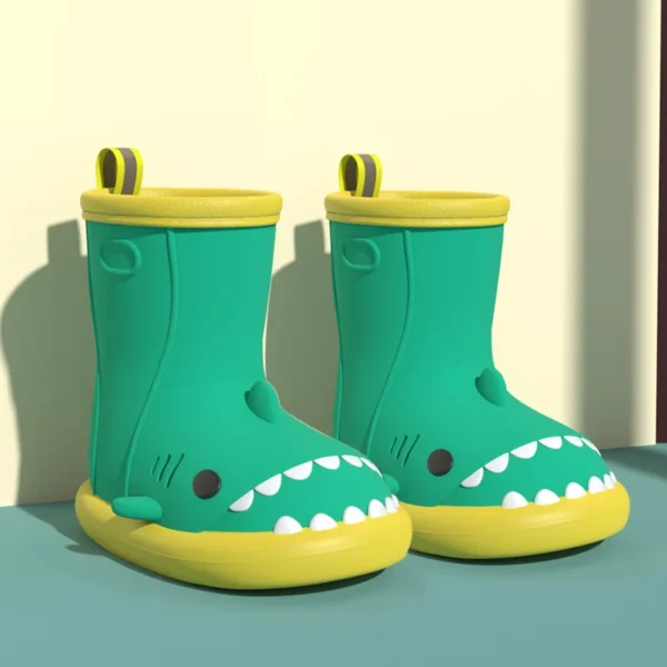 Women's Shark Rainboots Kids Cute Rain Boots Boys Girls 3D Cartoon Waterproof Shoes Adults Non-slip PVC Sole Rainproof Footwear 1