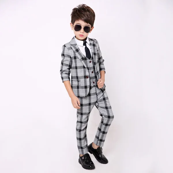 2019 Spring Flower Boys Formal Blazer Clothing Set Kids Jacket Vest Pants 3Pcs Wedding Tuxedo Suit Children Birthday Costume 1