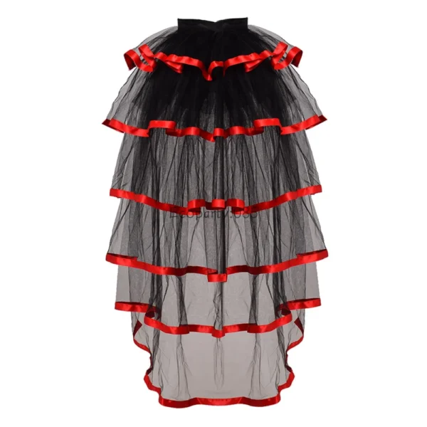 Women Punk Puffy Ruffle Tutu Bustle Skirts Sexy Steampunk Cocktail Party Tie-on Overskirt Gothic Tulle Skirt for Female 6