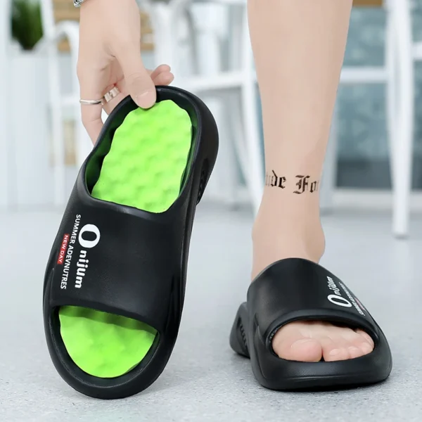 2024 New Men Massage Slippers Slides Indoor Outdoor Sandals Beach Casual Shoes Comfortable Sole Men's Slippers Big Size 38-47 5