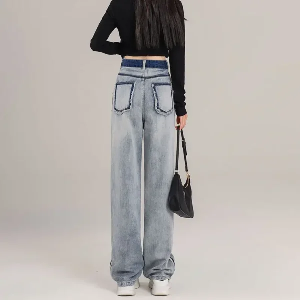 2024 Spring/Summer New High Waist Wide Leg Jeans Women's Loose and Slim Fashion Straight Leg Pants Trendy 5