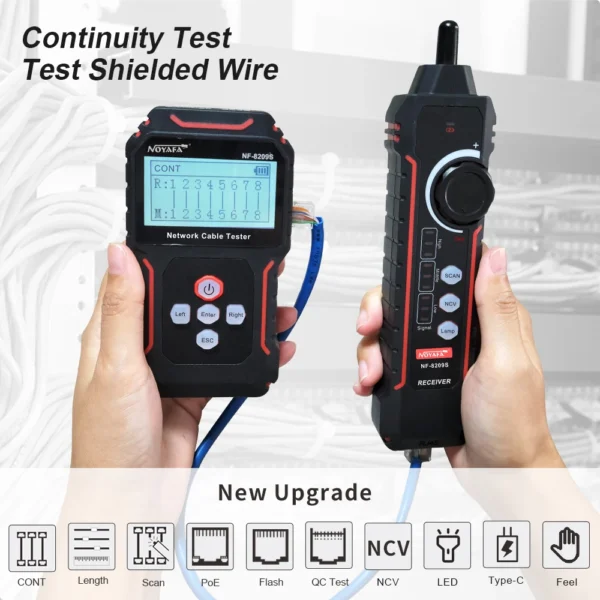 NOYAFA NF-8209S Network Cable Tracker Lan Measure Tester Network Tools LCD Display Measure Length Wiremap Tester Cable Tracker 2