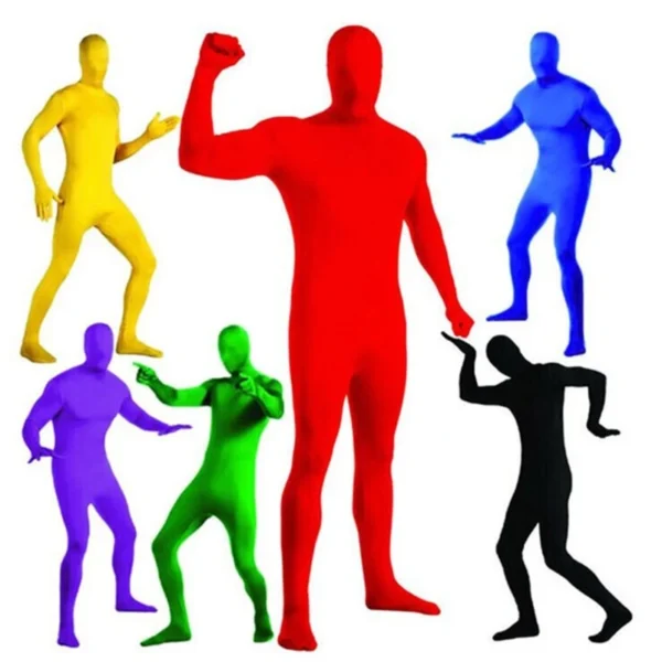 Full Jumpsuit Spandex Stretch Adult Costume Chromakey Tughts Disappearing Men Unisex Body Suit for Halloween Cosplay 2