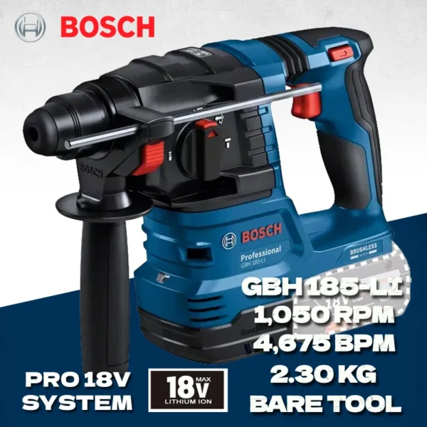 BOSCH GBH 185-LI Professional Brushless Rotary Hammer Impact Drill SDS PLUS 18V Rechargeable Concrete Electric Hammer Bare Tool 1