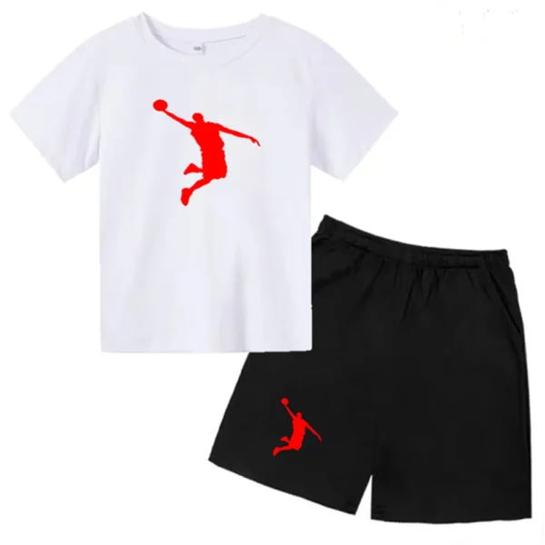 Children's Clothing Boys Girls T-shirt Set 3-12 Year Toddler Tops Shorts Printing Basketball Fashion Leisure Brand Summer Wear 2