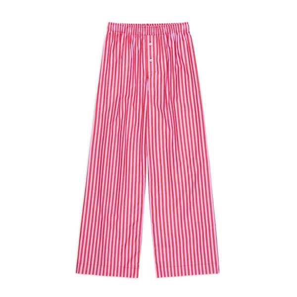 Women Y2k Oversize Pants Loose Wide Leg Casual Solid Color/Stripe Print Elastic Waist Trousers for Work Office Streetwear 5