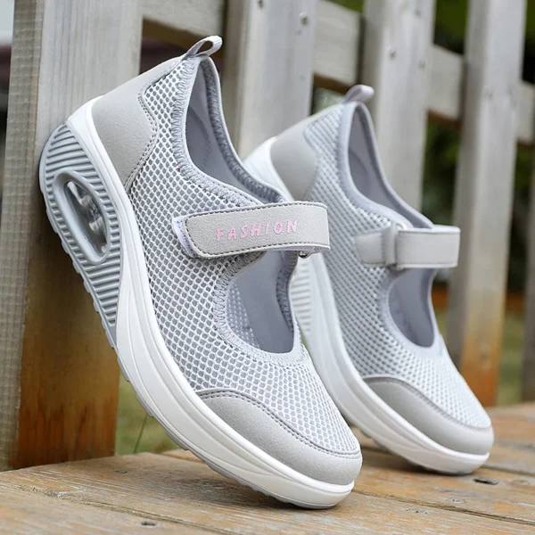 Women Tennis Shoes New Hook Loop Air Cushion Shoe Non-slip Sole Breathable Female Casual Increase Footwear Outdoor Walk Sneakers 5