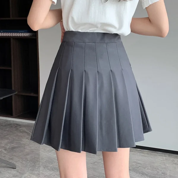 Rimocy Korean Elastic High Waist Pleated Skirt Woman Black Gray Short A-Line Skirts for Women 2023 Summer Jk Uniform Mini Skirt 6