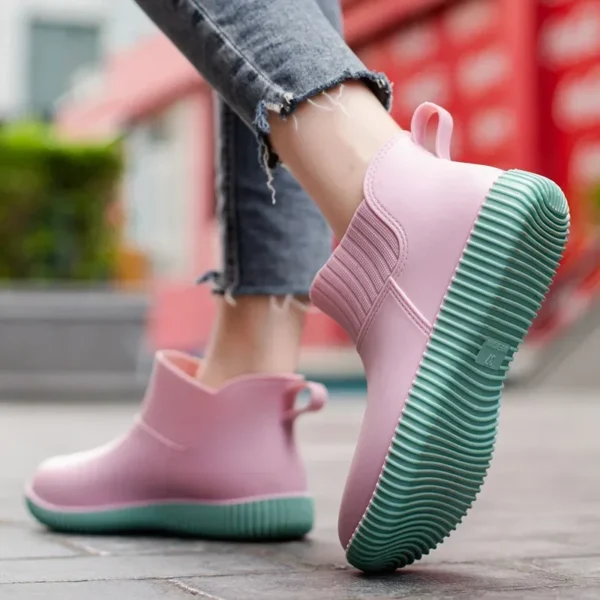 Trend Rain Boots Women's Slip-on Women Rain Boots Non-slip Waterproof Ankle Rainboots Female Home Work Short Boots Botas Mujer 2