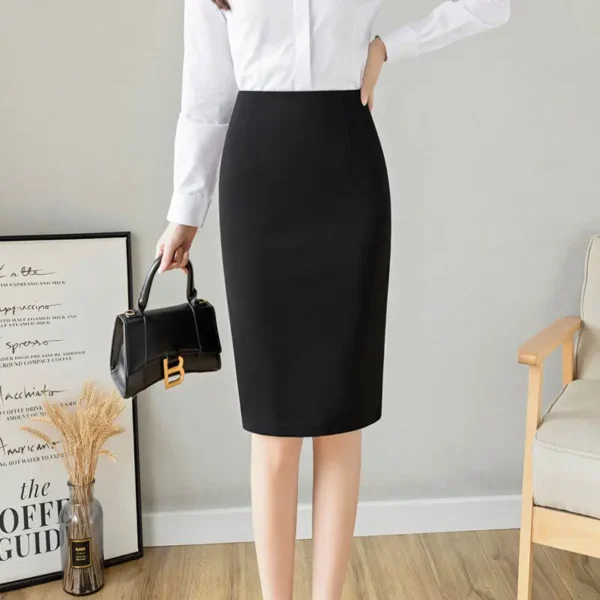 Office Lady Fashion Midi Black Split Skirts Spring Summer Temperament Koreon Streetwear Women Casual High Waist Slim Sexy Skirt 3