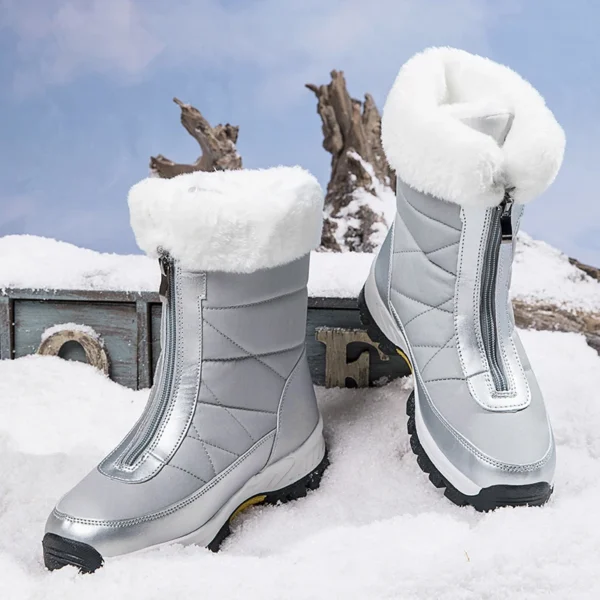 Winter Womens Snow Boots Non-slip Outdoor Waterproof Women Keep Warm Boots Botas Mujer Zipper Female Cotton Boots Plus Size 42 5