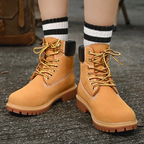 Boots Men High Top Boots Men's Leather Shoes Winter Fashion Plush Warm Shoes Outdoor Sneakers Lace Up Non-Slip Ankle Boots Male 4