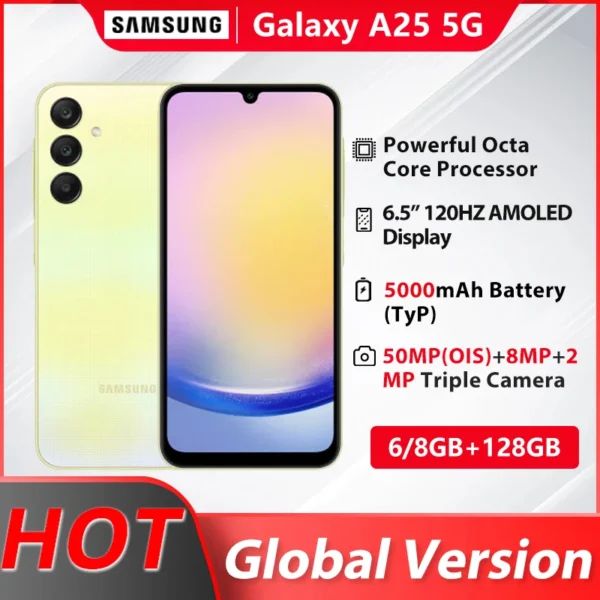 Global Version Samsung Galaxy A25 5G Smartphone Octa Core 6.5'' 120Hz AMOLED Display OIS 50MP Camera 5000mAh Battery MobilePhone 1