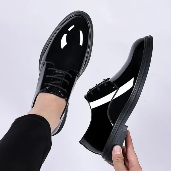 Yeinshaars New Men 6/8cm Derby Shoes Patent Leather Height Increase Men Dress Shoes Formal Elevator Business Shoes Bright Upper 5