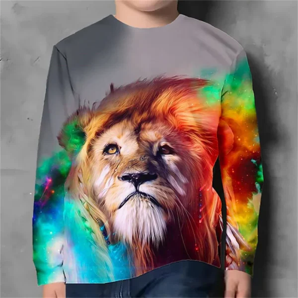 Boys' Autumn Clothes Children 2023 Autumn Kids 3d Animals Print Korean Long Sleeve T-Shirt Boy Girls T-Shirt 10 Years Tee Shirts 4