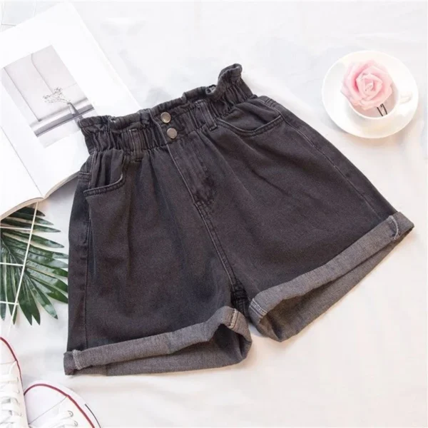 2021 Summer High Waist Denim Shorts Women Casual Loose Ladies Fashion Roll Up Hem Elastic Waist Jeans Female Plus Size S-5XL 5